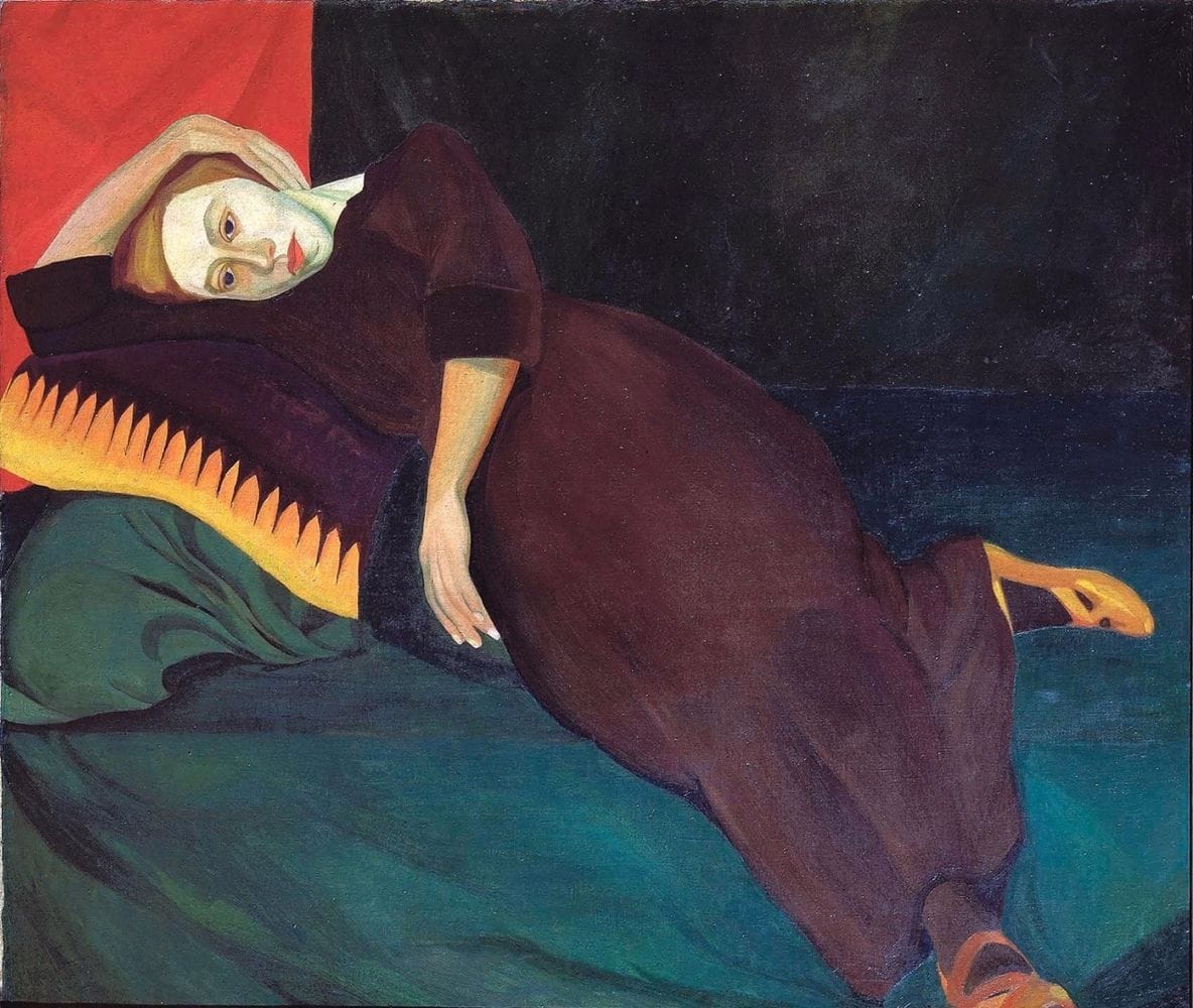 Artwork Title: On the divan, Self Portrait