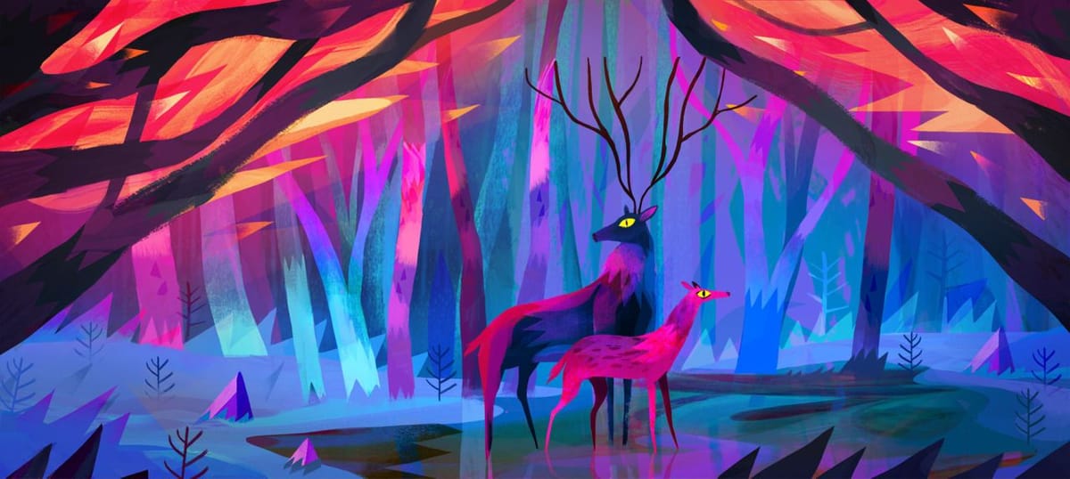 Artwork Title: Doe and Deer