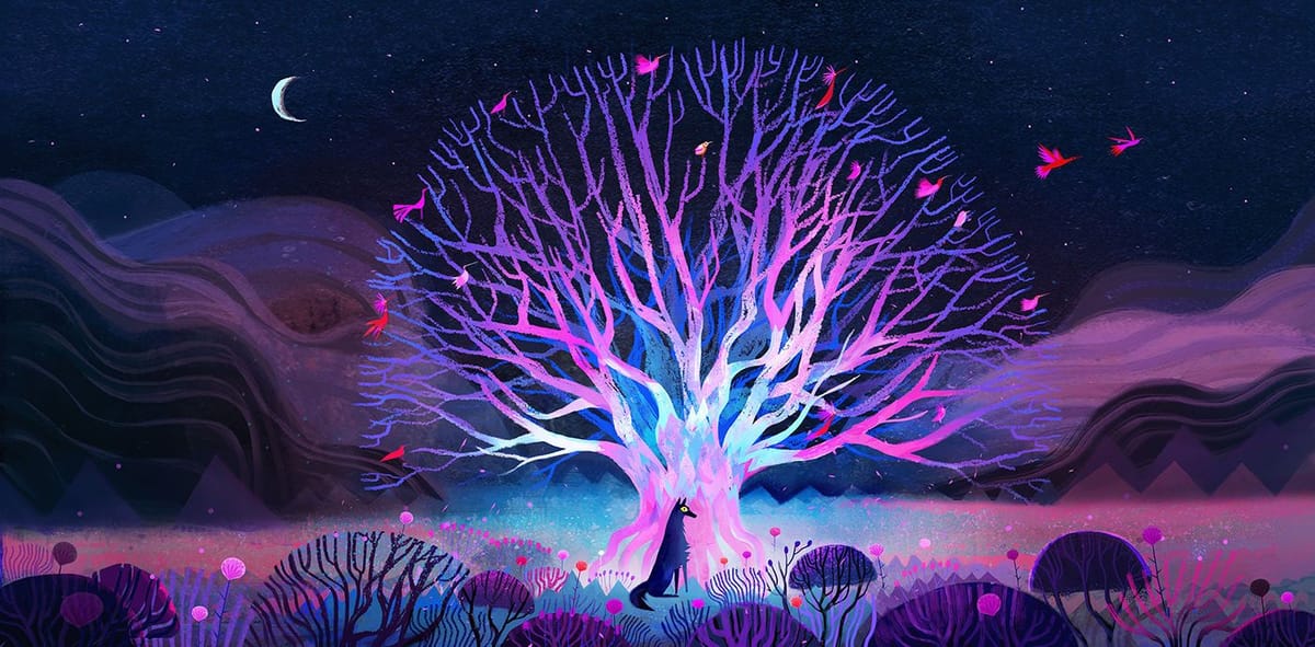 Artwork Title: Wolf and Tree