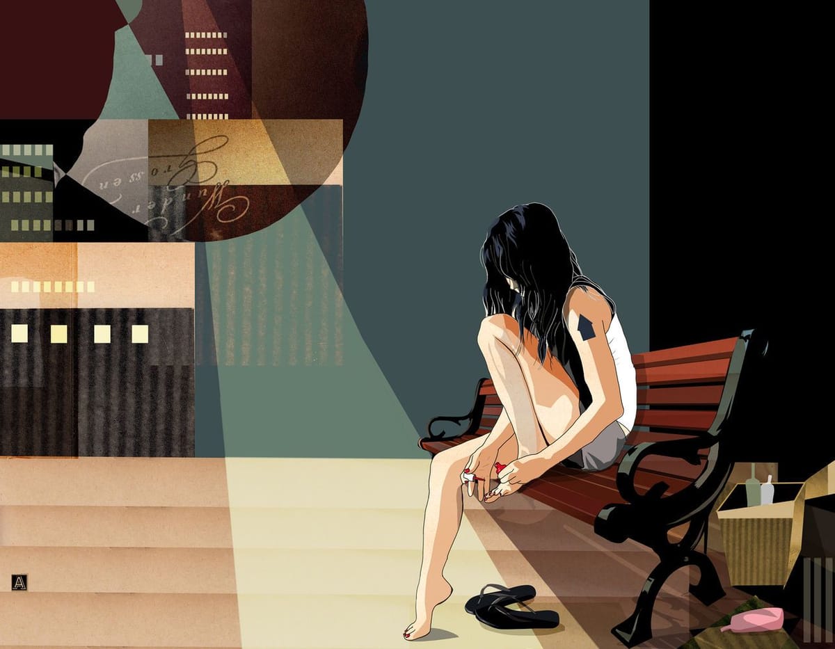Artwork Title: Woman, Alone, on the Street