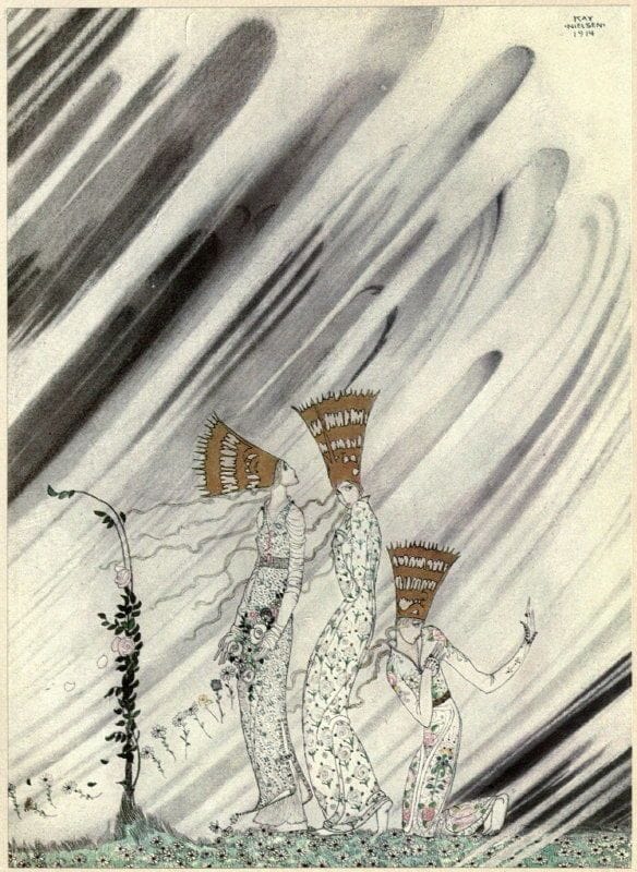 Artwork Title: Just as they bent down to take the rose a big dense snow-drift came and carried them away
