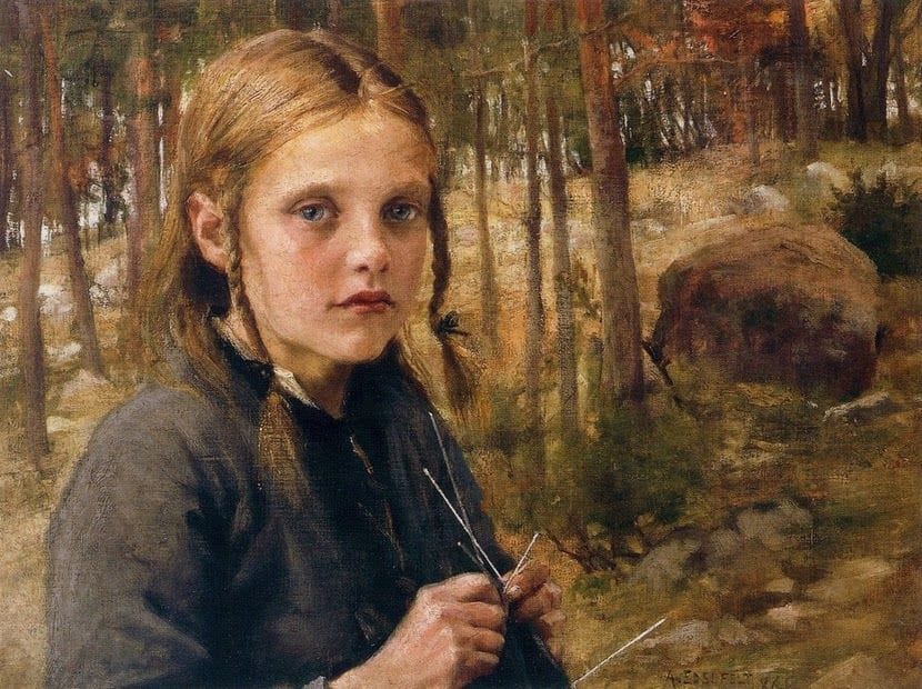 Artwork Title: A Girl Knitting Socks