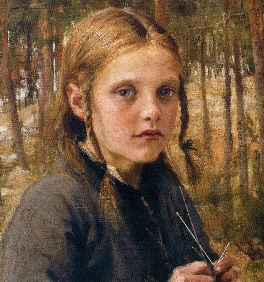 Artwork Title: A Girl Knitting Socks