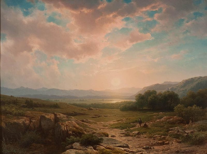 Artwork Title: Landscape with a Couple Alone at Sunset