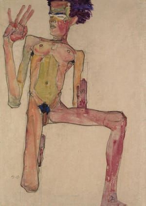 Artwork Title: Kneeling Male Nude (Self-Portrait)