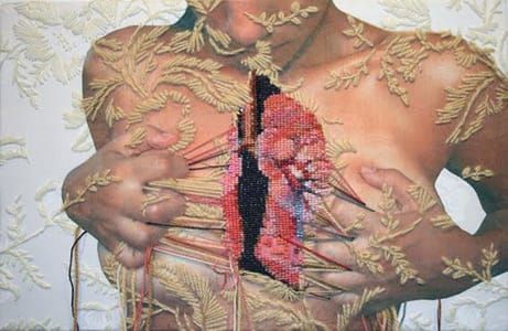 Artwork Title: Embroidery and transfer on canvas
