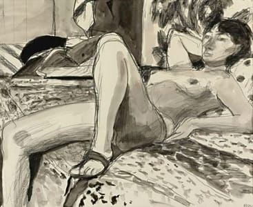 Artwork Title: Reclining Nude at the Mirror