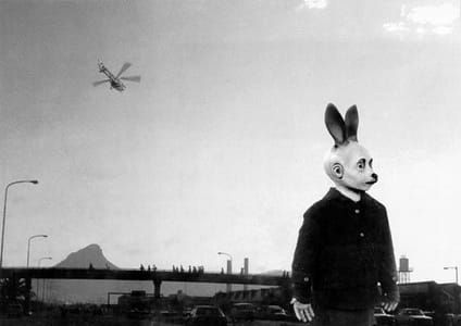 Artwork Title: Bom boy with workers and traffic, photomontage