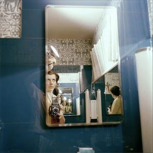 Artwork Title: Self Portrait in a Mirror with a Hot Light and Multiple Reflections in other Mirrors