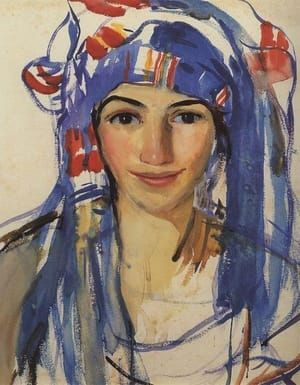 Artwork Title: Self Portrait Wearing a Scarf