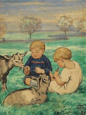 Artwork Title: Spielende Kinder (Studie)