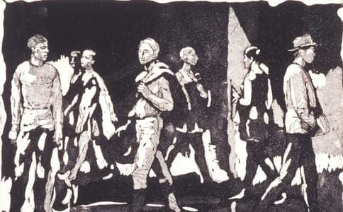 Artwork Title: Men and Girls Walking