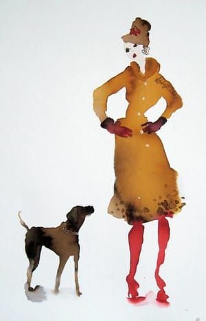 Artwork Title: Walking the Dogs - Red Boots