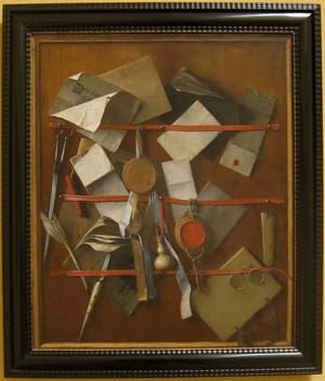 Artwork Title: Feigned Letter Rack with Writing Implements
