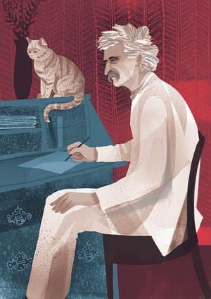 Artwork Title: Mark Twain, Men and Cats
