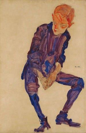 Artwork Title: Sitting Boy in Lilac Clothing