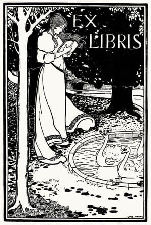 Artwork Title: Ex-libris with swans