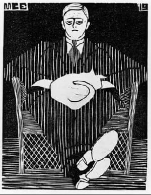 Artwork Title: Seated Man with Cat on his Lap