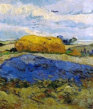Artwork Title: Haystacks under a Rainy Sky