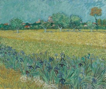 Artwork Title: View of Arles with Irises in the Foreground