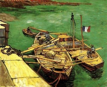 Artwork Title: Quay with Men Unloading Sand Barges