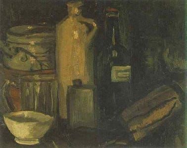 Artwork Title: Still Life With Pots, Jar And Bottles
