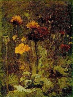 Artwork Title: Still Life With Scabiosa And Ranunculus