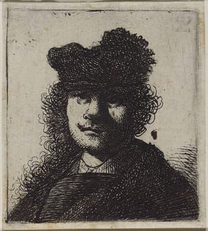 Artwork Title: Self Portrait in Cap and Dark Cloak: Bust