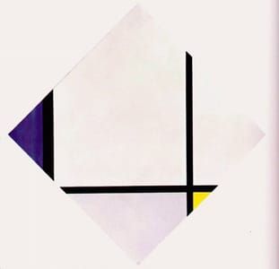 Artwork Title: Lozenge Composition 3 Lines Blue Gray Yellow