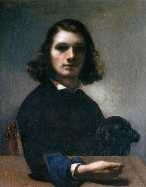 Artwork Title: Self Portrait with Black Dog