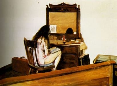Artwork Title: Model Reading at Dressing Table