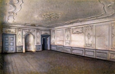 Artwork Title: Interior of the great hall in Lindegaarden
