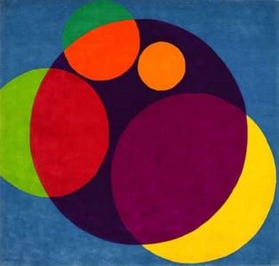 Artwork Title: Chromatic Circles (Wool-Pile Carpet Hanging)
