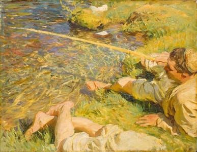 Artwork Title: Val d'Aosta: A Man Fishing