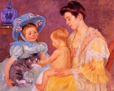 Artwork Title: Children Playing with a Cat