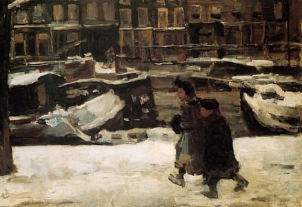 Artwork Title: Children Along the Canal