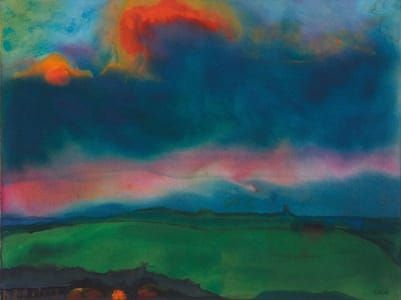 Artwork Title: Abendliche Marschlandschaft (Seebüll) (Evening Marsh Landscape (Seebüll))-1940