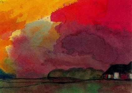 Artwork Title: Farmstead under Red Evening
