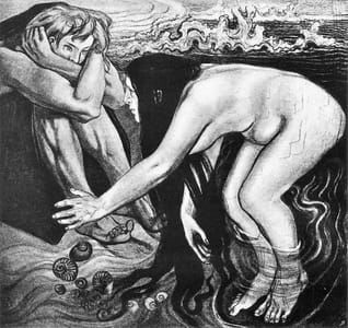 Artwork Title: Illustration for Homer's Iliad, Thetis from the waves emerges towards the son (Tetyda and Achilles)