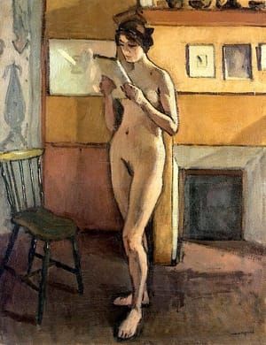 Artwork Title: Nude by the Fireplace