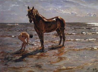Artwork Title: Bathing a Horse