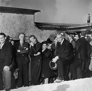 Artwork Title: German civilians made to look at instruments of torture and execution at Buchenwald concentration ca