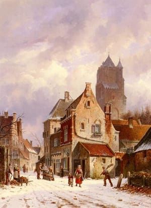 Artwork Title: Figures in a Snowy Winter Street