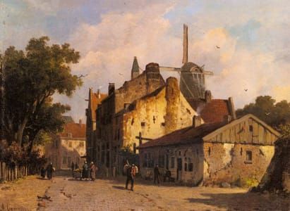 Artwork Title: Village Scene With A Windmill