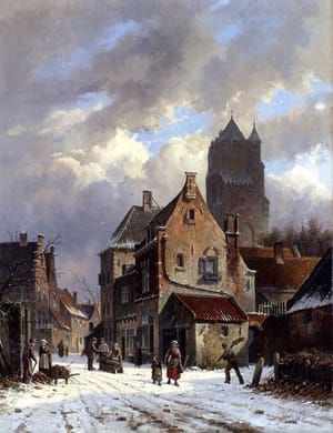 Artwork Title: Figures in a Snowy Winter Street