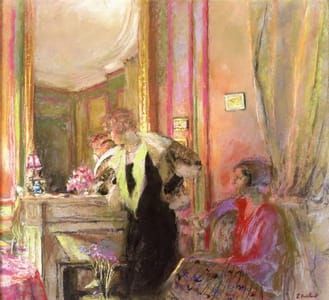 Artwork Title: Gabrielle Jonas and Her Daughter Irene Montanet by the Fireplace