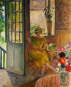 Artwork Title: Nono in an Alcove with Bouquets of Flowers