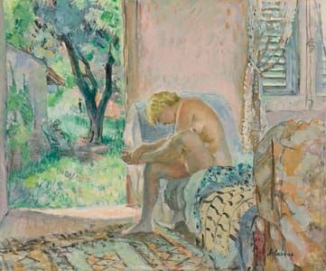 Artwork Title: Nu Assis Sur Un Canapé Près De La Fenêtre-35