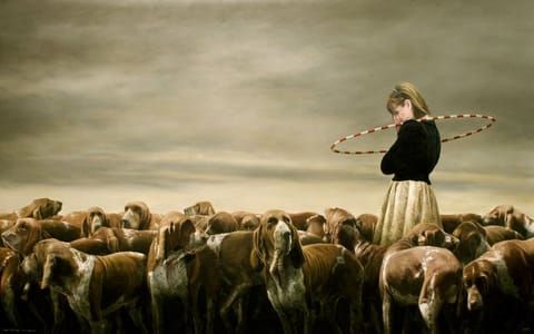 Artwork Title: Andrea con perros (Andrea with Dogs)