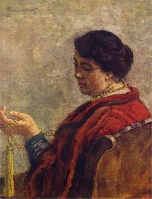 Artwork Title: Portrait of Olga Konchalovsky, the Artist's Wife (with Red Beads)